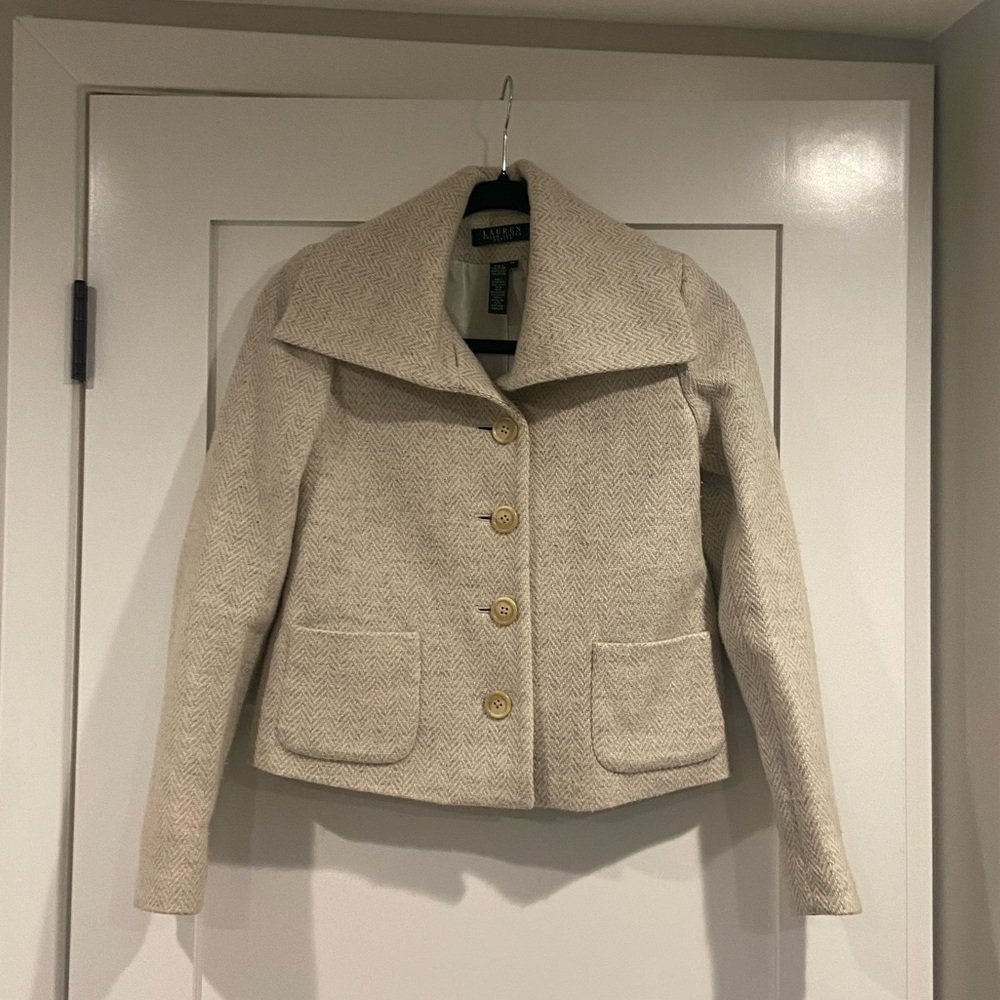 Ralph Lauren cream herringbone cropped jacket